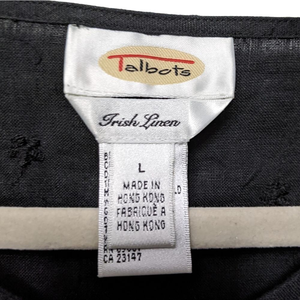 Talbots 100% Linen Embroidered Button Up Shirt L - image 3